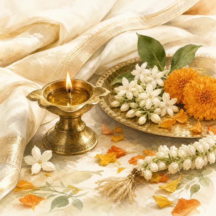 Wedding diya and flowers artwork