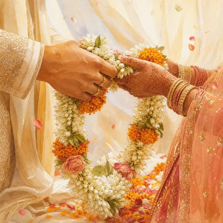 Wedding garland exchange artwork